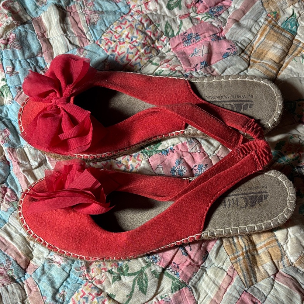 Red Espadrille Flats with Bow